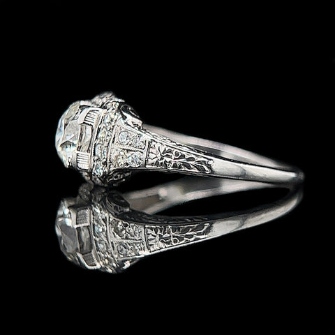 Art Deco 1.62ct. T.W. Diamond & Platinum Antique Engagement - Fashion Ring  - J40146