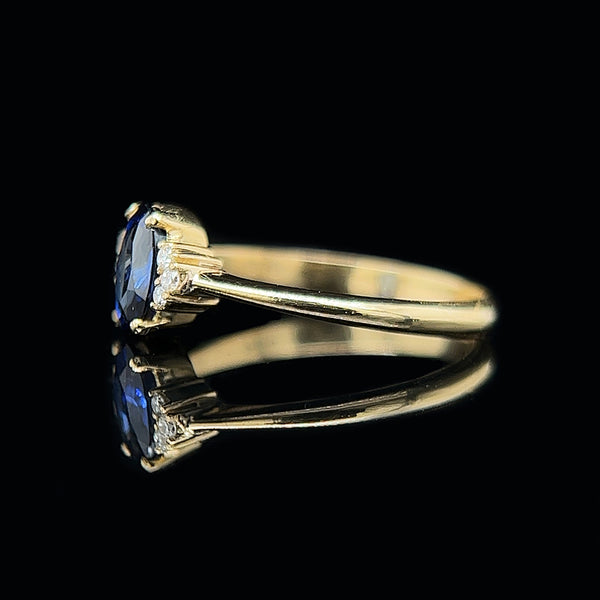 1.08ct. Sapphire & Diamond Estate Engagement - Fashion Ring 18K Yellow Gold - J40170
