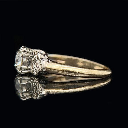 1.02ct. Diamond Vintage Engagement - Fashion Ring Yellow & White Gold - J40179