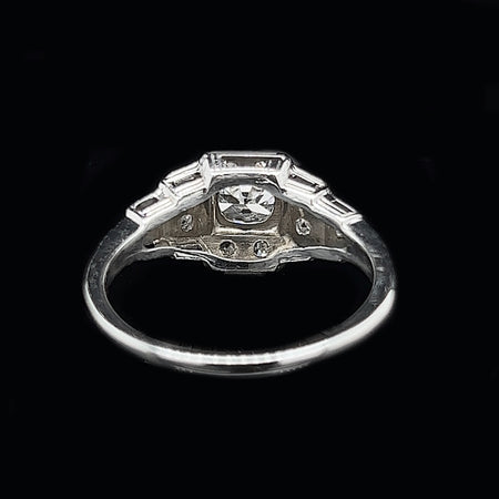 Art Deco, Antique, Vintage, Engagement Ring, Wedding Ring, Diamond, 18K White Gold