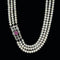 Art Deco 3.33ct. Star Ruby & 2.00ct. T.W. Diamond Antique Clasp & 3-Strand Estate Pearl Necklace Platinum - J40190