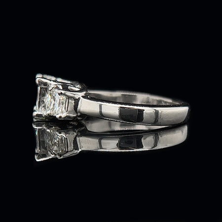 .96ct. Diamond 3-stone Estate Engagement - Fashion Ring 18K White Gold - J40194