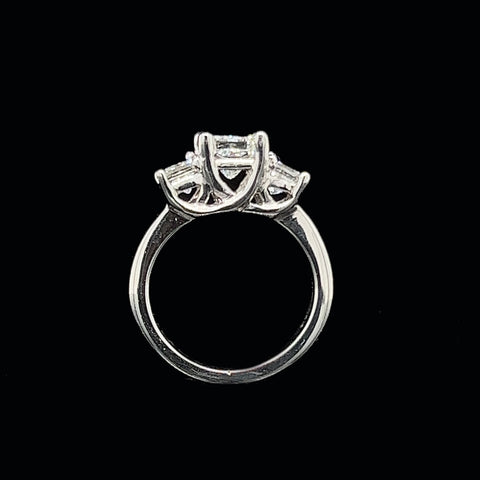 .96ct. Diamond 3-stone Estate Engagement - Fashion Ring 18K White Gold - J40194