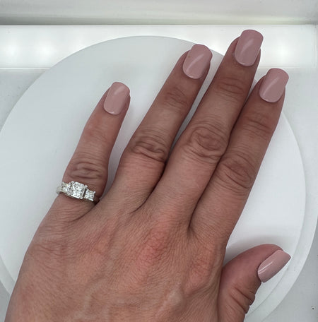 .96ct. Diamond 3-stone Estate Engagement - Fashion Ring 18K White Gold - J40194
