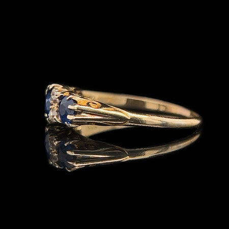 Edwardian 1.00ct. T.W. Sapphire & Diamond Antique Engagement - Fashion Ring Yellow Gold - J40196