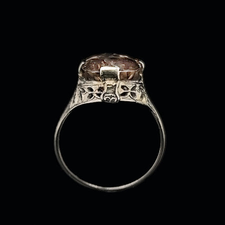 Art Deco 8.00ct. Topaz Antique Wedding - Fashion Ring Belais White Gold - J40201