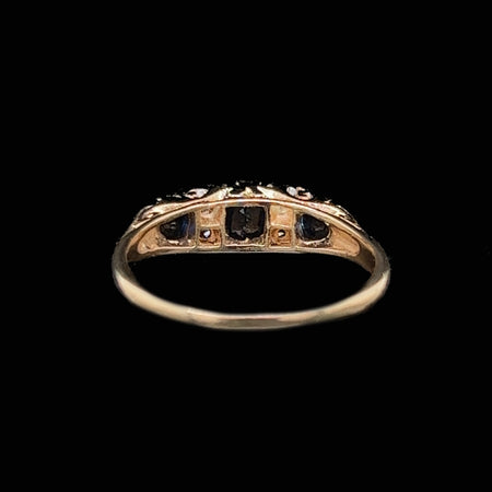 Edwardian .59ct. T.W. Sapphire & Diamond Antique Engagement - Wedding - Fashion Ring Yellow Gold - J40208