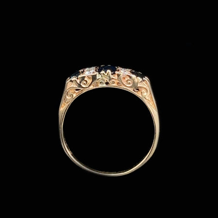 Edwardian .59ct. T.W. Sapphire & Diamond Antique Engagement - Wedding - Fashion Ring Yellow Gold - J40208