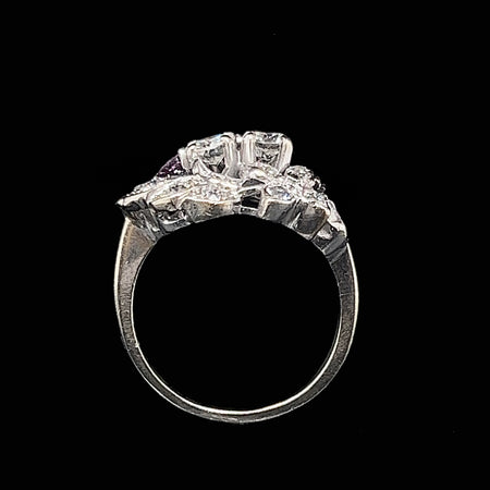 .95ct. T.W. Diamond & Garnet Vintage Fashion Ring White Gold - J40210