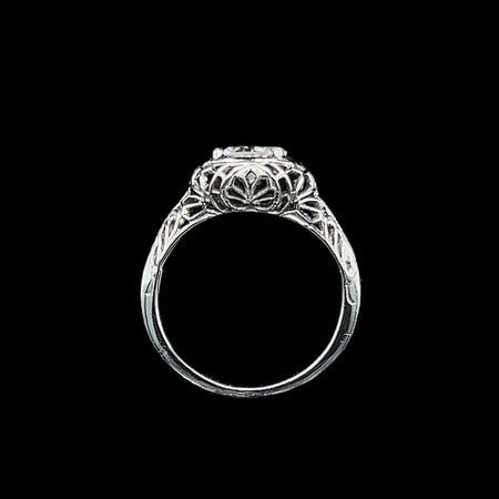 Art Deco .75ct. Diamond Antique Engagement - Fashion Ring 18K White Gold - J40214