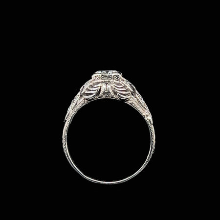 Edwardian .55ct. Diamond & Sapphire Antique Engagement - Fashion Ring Platinum - J40229