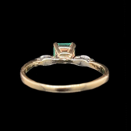 .65ct. Emerald & Diamond Estate Engagement - Fashion Ring Yellow & White Gold - J40246