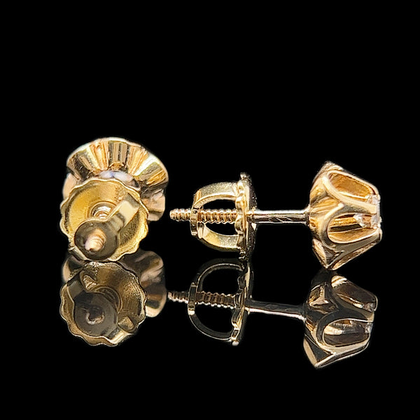 Edwardian .15ct. T.W. Diamond Antique Stud Earrings 18K Yellow Gold - J40256