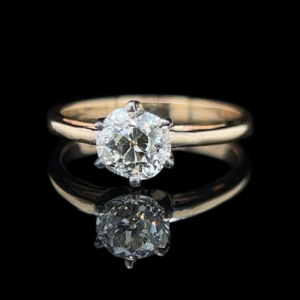.96ct. Diamond Vintage Engagement Ring Yellow & White Gold - J40257