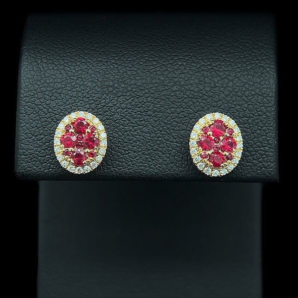 .61ct. T.W. Ruby & .16ct. T.W. Diamond Estate Earrings 18K Yellow Gold - J40258