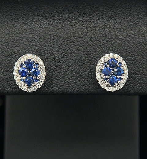 .59ct. T.W. Sapphire & .16ct. T.W. Diamond Estate Earrings 18K White Gold - J40272