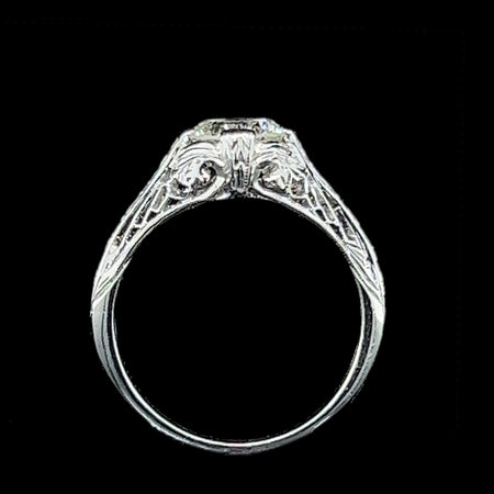 Art Deco 1.11ct. Diamond Antique Engagement - Fashion Ring 18K White Gold - J40290
