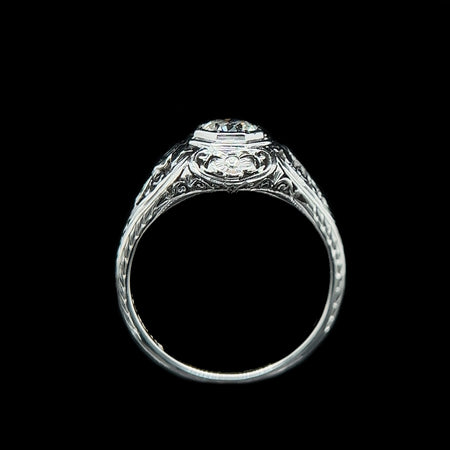 Art Deco .40ct. Diamond Antique Engagement - Fashion Ring Belais 18K White Gold - J40299