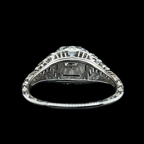 Art Deco .16ct. Diamond Antique Engagement - Fashion Ring 18K White Gold - J42300