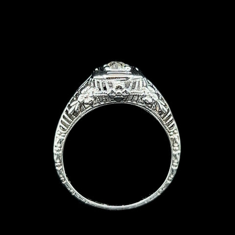 Art Deco .16ct. Diamond Antique Engagement - Fashion Ring 18K White Gold - J42300