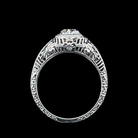 Edwardian .75ct. Diamond Antique Engagement - Fashion Ring 18K White Gold - J42301