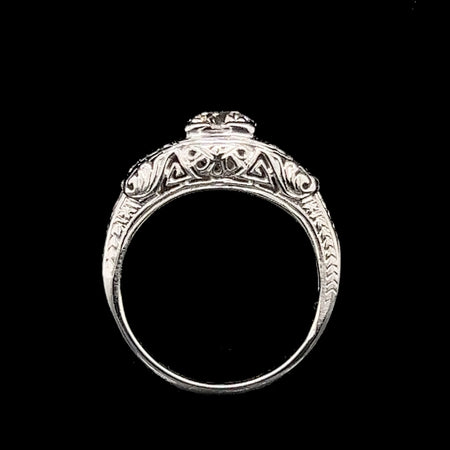 Art Deco .55ct. Diamond Antique Engagement - Fashion Ring 18K White Gold - J42311