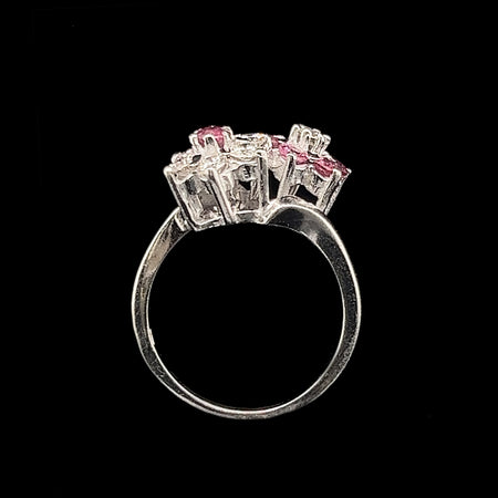 .63ct.T.W. Pink Sapphire & .50ct. T.W. Diamond Vintage Fashion Ring White Gold - J42365