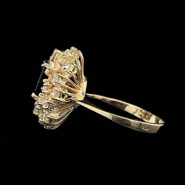 .75ct. Sapphire & 1.50ct. T.W. Diamond Vintage Wedding - Fashion Ring Yellow Gold - J42368
