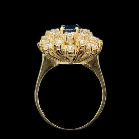 1.00ct. Sapphire & 1.50ct. T.W. Diamond Vintage Wedding - Fashion Ring Yellow Gold - J42368