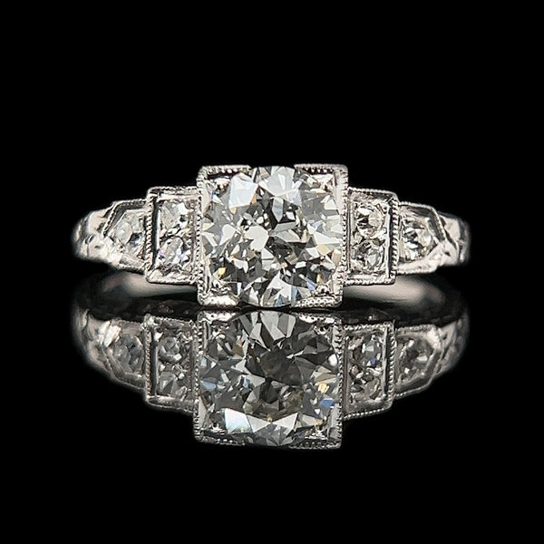 Art Deco .85ct. Diamond Antique Engagement - Fashion Ring Platinum - J42394