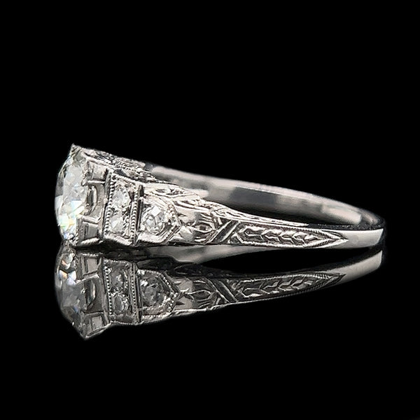 Art Deco .85ct. Diamond Antique Engagement - Fashion Ring Platinum - J42394