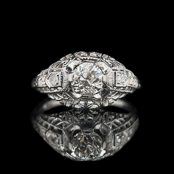 62 Engraved Antique Engagement Ring Art Deco Diamond - Filigree Jewelers