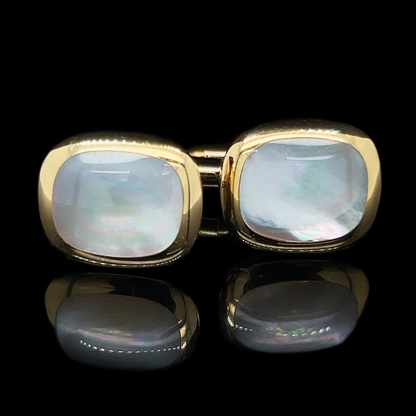 Estate Mother of Pearl Cufflinks 18K Yellow Gold - J42401