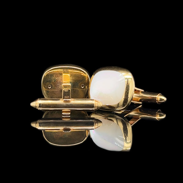 Estate Mother of Pearl Cufflinks 18K Yellow Gold - J42401