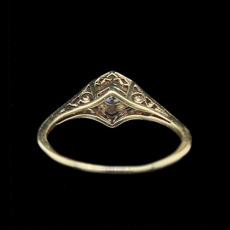 Art Deco .17ct. Diamond Antique Engagement - Fashion Ring Yellow & White Gold - J42425