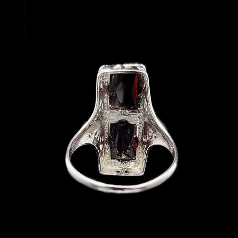 Art Deco 2.50ct. T.W. Garnet & Diamond Antique Wedding - Fashion Ring White Gold - J42467