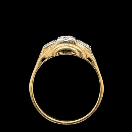 Art Deco .25ct. Diamond Antique Engagement - Fashion Ring Yellow & White Gold - J42468