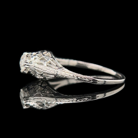 Art Deco .20ct. Apx. Diamond Antique Engagement - Fashion Ring 18K White Gold - J42471