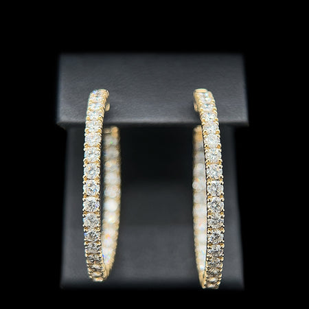 5.00ct. T.W. Diamond Hoop Estate Earrings Yellow Gold - J42492