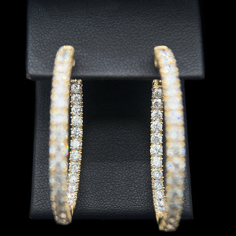 5.00ct. T.W. Diamond Hoop Estate Earrings Yellow Gold - J42492