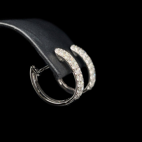 1.25ct. T.W. Diamond Hoop Estate Earrings 18K White Gold - J42494