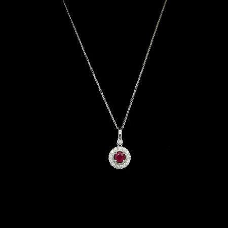 .46ct. Ruby & Diamond Estate Necklace White Gold - J42501