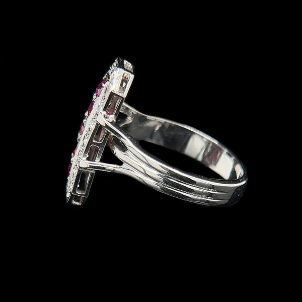 Edwardian .63ct. T.W. Ruby & .36ct. T.W. Diamond Antique Wedding - Fashion Ring Platinum & White Gold - J42504