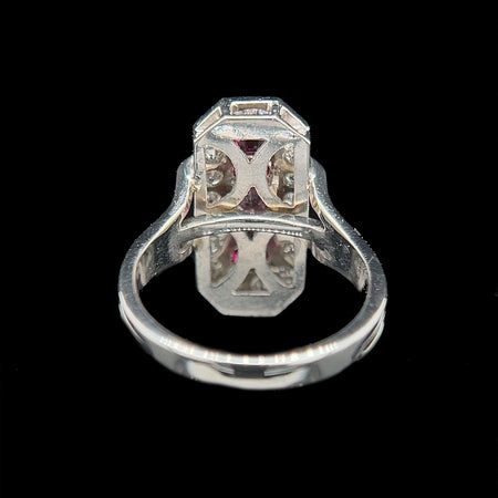 Edwardian .63ct. T.W. Ruby & .36ct. T.W. Diamond Antique Wedding - Fashion Ring Platinum & White Gold - J42504