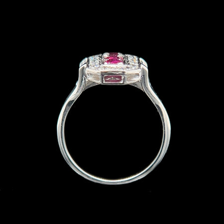 Edwardian .63ct. T.W. Ruby & .36ct. T.W. Diamond Antique Wedding - Fashion Ring Platinum & White Gold - J42504