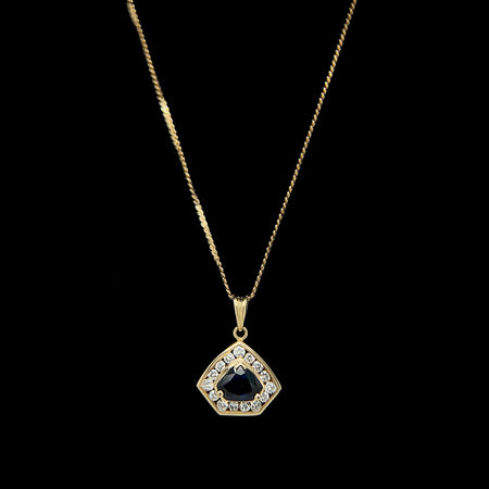 .75ct. Sapphire & Diamond Estate Necklace Yellow Gold - J42505