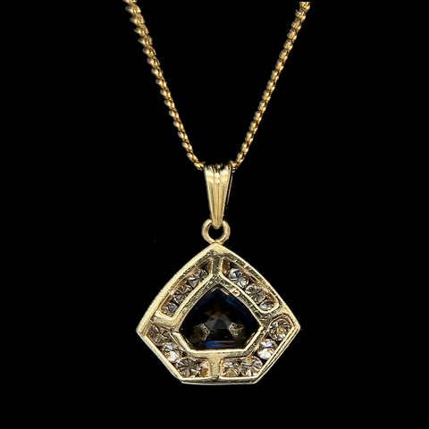 .75ct. Sapphire & Diamond Estate Necklace Yellow Gold - J42505