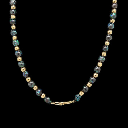 5mm - 7mm Natural Boulder Opal Estate Necklace Yellow Gold - J42507