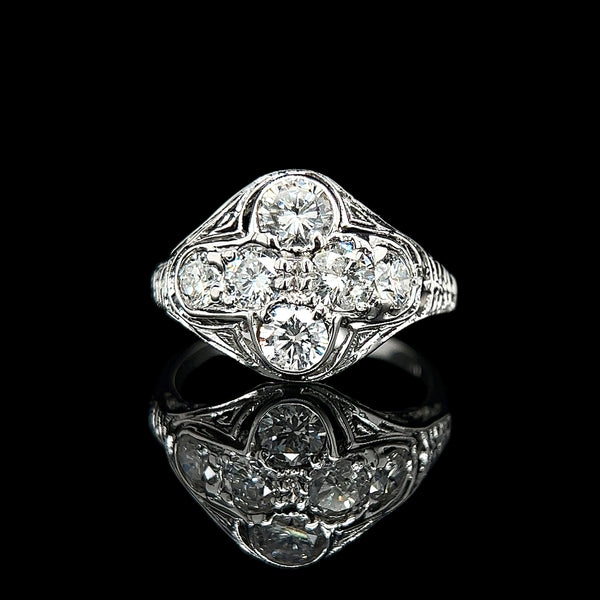 1.33ct. T.W. Diamond Antique Engagement - Fashion Ring 18K White Gold - J42514