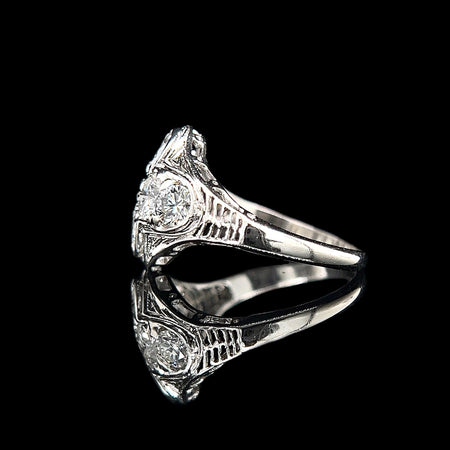 1.33ct. T.W. Diamond Antique Engagement - Fashion Ring 18K White Gold - J42514